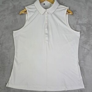Under Armour Women White Sleeveless Golf Polo Shirt Size XL